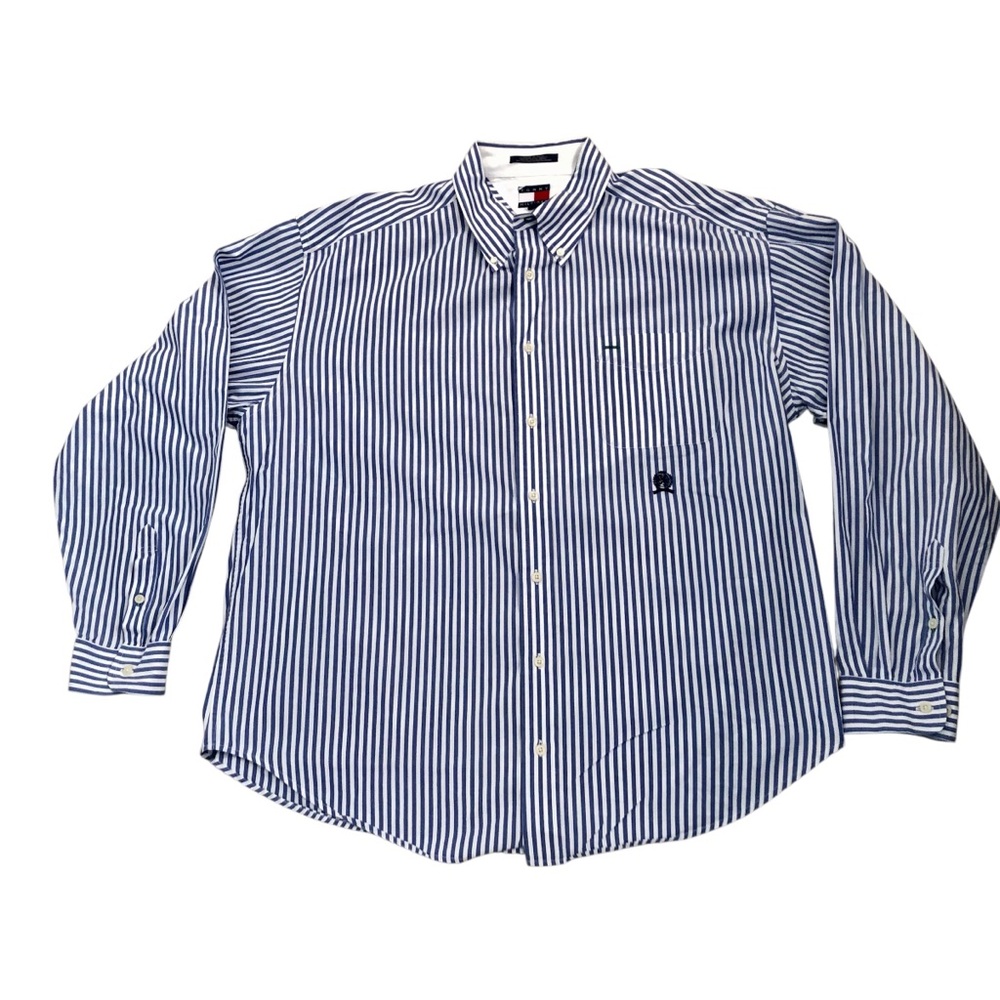 Tommy Hilfiger Blue Stripe Button-Down Cotton Shirt Size XXL